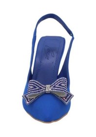 Resim Mergenshoes K041 Mavi Fiyonklu 7 Cm Klasik Topuk Kadın Ayakkabı Mavi 