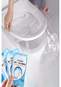 Resim Klozet Kapak Örtüsü Pratik Kullanımlı Hijyenik Klozet Kapağı Poşeti Lazımlık Tuvalet Örtüsü 10'lu 