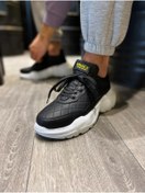 Resim KN Fashion Mp-n75 Bt Bağcıklı Kapitone Desenli Ortopedik Yüksek/kalın Taban Erkek Sneaker Siyah 