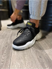 Resim KN Fashion Mp-n75 Bt Bağcıklı Kapitone Desenli Ortopedik Yüksek/kalın Taban Erkek Sneaker Siyah 