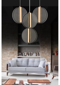 Resim İstanbul Avize Parla 4'lü Gold Sarkıt Kumandalı Üç Renk Led Lüx Modern Ledli Avize 