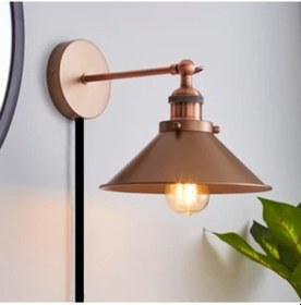 Resim Rsylight Retro Metal Mat Bakır Kaplama Kaplolu Anahtarlı Rustik Duvar Aplik Çap:22 Bakır 