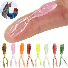 Resim 20 Adet Mini Yumuşak Balıkçılık Olta Takımı Rockfish Çift Kuyruklu Suni Wobbler Crankbait Biyonik Floresan Solucan Yem 