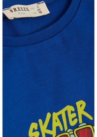Resim Breeze Girls & Boys Erkek Çocuk Uzun Kollu Tişört Kaykaycı Gözlüklü Dinozor Baskılı 1-4 Yaş, Saks Mavisi-saks Mavisi Saks 
