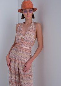 Resim V Yaka Renk Geçişli Multi Tulum - Multi / M 