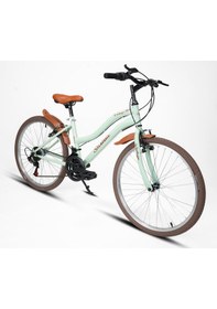 Resim Sarissa Vintage 24" Jant 21 Vites Çelik Kadro V Fren Unisex Şehir Bisikleti Yeşil Kahverengi Lastik Yeşil 