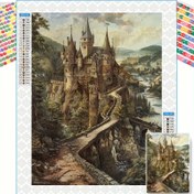 Resim Antika Şato Manzara Elmas Resim Kit, 30x40cm/11.8x15.8in, Başlangıç için Uygun, Ev, Ofis veya Anneler Günü, Yılbaşı veya Paskalya için Mükemmel Hediye - Çerçeve Dahil Değil 