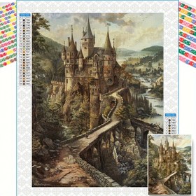 Resim Antika Şato Manzara Elmas Resim Kit, 30x40cm/11.8x15.8in, Başlangıç için Uygun, Ev, Ofis veya Anneler Günü, Yılbaşı veya Paskalya için Mükemmel Hediye - Çerçeve Dahil Değil 
