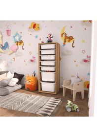 Resim Pratico Zola 7 Sepetli Dolap Tropik Ceviz Oyuncak Dolabı Ceviz - Beyaz 