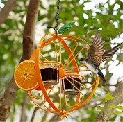 Resim Yuntech01 Turuncu Çift Bardaklı Dış Mekan Kuş Yemleme Aleti - Cam Bardaklı Kuş Su Yeme Desteği, Kolay Temizlenir Asa Tasarımı 