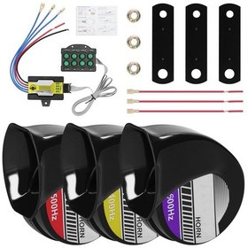 Resim Vkemall 12/24v Araçlar İçin 8 Sesli Su Geçirmez Yüksek Sesli 3'lü Korniş Seti - 130db 