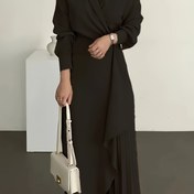Resim Kadınların Zarif A-Line Pileli Elbisesi, Polyester 100%, Düz Renk, Yaka Yaka, Dokuma, Bahar/Yaz/Sonbahar için Mükemmel - D2022-2 