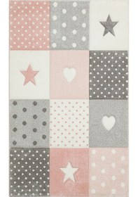 Resim Eko Halı Eko Kids Kds 05 Grey Pınk Hav Toz Vermez Çocuk Odası Halısı 