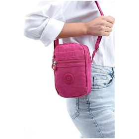 Resim Küçük Boy 571 Krinkıl Çok Bölmeli Çapraz Omuz Telefon Çantası 10a Pembe 