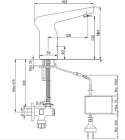 Resim ECA Fotoselli Lavabo Bataryası Elektrikli Çift Su Girişli 108108025 