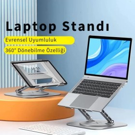 Resim Yükseklik Ayarlı 360 Döner Alüminyum Laptop Sehpası, Ayarlanabilir ve Kaymaz 