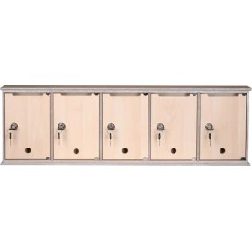 Resim Kilitli Ahşap Posta Kutusu 5'li Akça Renk 