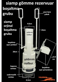 Resim Siamp Uzun Kare Gömme Rezervuar İç Takım Orta Göbek Boşaltma Grub 