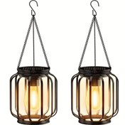 Resim Güneş enerjili dış mekan feneri, yükseltilmiş metal güneş enerjili fener ışığı, IP65 su geçirmez aydınlatma saray asılı lambası, avlu bahçe veranda geçiş dekorasyonu için uygun daha parlak asılı güneş enerjili şamdan 