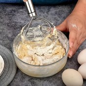 Resim Paslanmaz Çelik Hamur Karıştırıcı, Elle Ekmek Yoğurma Aparatı, Pişirme, Çırpma, Fırınlama için Çift Delikli Hızlı Karıştırma Aracı, Restoran, Gıda Kamyonu, Fırın için Mutfak Aparatı - Şarj Edilmemiş 