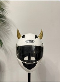 Resim Motor & Motosiklet Gold Simli Şeytan Boynuzu Kask Dış Aksesuar Diğer 