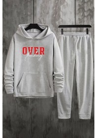 Resim Uyguntarz Unisex Over Thinking Baskılı Eşofman Takımı Gri 