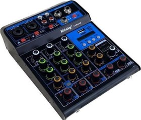 Resim König K-400 Usb Bluetooth Delay Repeat 4 Kanal 48V Phantom Mixer-Konsol 