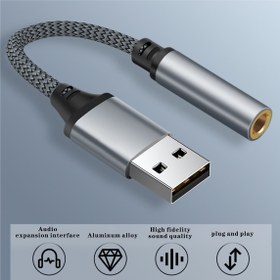Resim 14cm USB Ses Kartı USB'den 3.5mm Ses Kulaklık Adaptörü Harici Ses Kartı Mikrofon Kulaklık Bilgisayar PC için Ses Kartı 