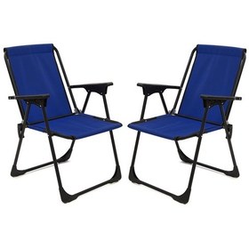 Resim Exent 2 Adet Lüx Katlanır Kamp Piknik Plaj Sandalyesi, Çift Dikişli 120 Kg Kapasiteli -lacivert Çok Renkli 