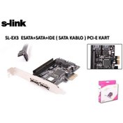 Resim S-link SL-EX3 Pcı Express Esata+Sata+Ide Kart Okuyucu 