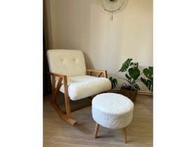 Resim Dream Sallanan Ahşap Berjer Koltuk Puf Hediyeli 