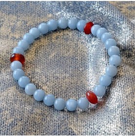 Resim Akiki Meleklerle Çevrelenme • Sükunet • Konfor Için Bileklik (17 Cm Boy) - Doğal Melekit Taşı 