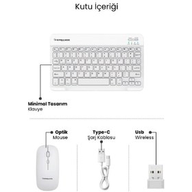 Resim Büro Ev Ofis Bilgisayarı İçin Beyaz Kablosuz Klavye Mouse Seti Diğer 