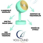 Resim Voground Taşınabilir Şarjlı Mini Fan 3 Derece Portatif Fan Vantilatör Klima Şarjlı Soğutucu Serinletici 