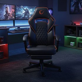 Resim Rampage KL-R12 Lumos Deri Siyah-Turuncu Oyuncu Koltuğu 