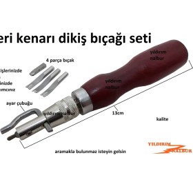 Resim Yıldırım Nalbur Deri Kenarı Kesme Düzeltme Işaretleme Bıçağı Seti Deri Yol Yapma Çizme Aparatı Delme 