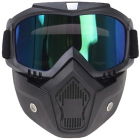 Resim Cross Mavi Cam Motosiklet Gözlüğü Açık Kask Maskesi Siyah 