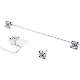 Resim Üçlü Banyo Aksesuar Seti, Uzun Havluluk Ve Tuvalet Kağıtlığı 16.5 x 12.2 x 11.2 CM 