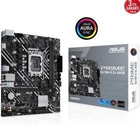 Resim Asus Prıme H610M-K D4 Argb Ddr4 3200MHZ 1xhdmı 1xm.2 USB 3.2 Matx 1700P 