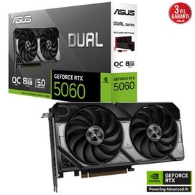 Resim Asus RTX 5060 Dual OC DUAL-RTX5060-O8G 8Gb 128Bit GDDR7 1xHDMI 3xDP Gaming Ekran Kartı 