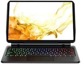 Resim Fuchsia Galaxy X710 Tab S9 Uyumlu 11 inç Ledli Klavyeli Magnetik Tablet Kılıfı 