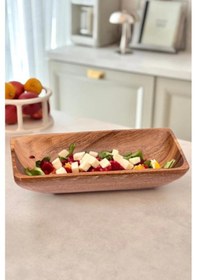 Resim Akasya Çerezlik Salata Kasesi Sunum Kasesi 25x15 Cm Ahşap 