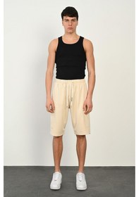 Resim R-4374 Bel Lastikli Kargo Cep Dalgıç Şort Taş 