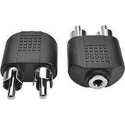 Resim adahd 3.5 Mm Stereo Dişi 2 Dişi Rca Erkek Lale Aparat Dönüştürücü 
