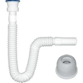 Resim Özbest Körüklü Lavabo Sifonu Lavabo Gider Borusu 90 cm Paslanmaz Süzgeç + Adaptör Conta 