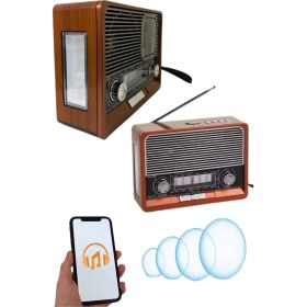 Resim Zeroshop Saatli Fenerli Bluetooth Nostaljik Radyo Aux Sd USB Girişli Bluetooth Hoparlör 