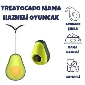Resim TreatoCado Avokado Şeklinde Kedi Naneli ve Mama Hazneli Kedi Oyuncağı 