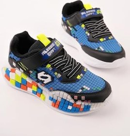 Resim Muggo BLOCK Renkli Blok Tabanlı Cırtlı ve Bağcıklı Çocuk Sneaker Spor Ayakkabı 
