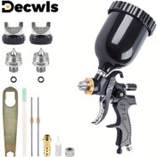 Resim Decwls 600cc HVLP Airbrush Kit 1.3mm ve 1.8mm Nozullarla - Profesyonel Siyah Ayarlanabilir Yerçekimi Püskürtme Tabancası, Otomotiv, Çitler, Duvarlar, Mobilyalar, Paneller, Hava Püskürtme Ekipmanları için Temizleme Araçları ve Aksesuarları Dahil, Ayarlanabilir Hava Püskürtme, Dayanıklı Yapım Kalitesi, Hava Püskürtme Malzemeleri 