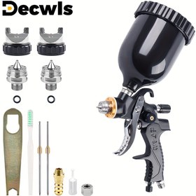 Resim Decwls 600cc HVLP Airbrush Kit 1.3mm ve 1.8mm Nozullarla - Profesyonel Siyah Ayarlanabilir Yerçekimi Püskürtme Tabancası, Otomotiv, Çitler, Duvarlar, Mobilyalar, Paneller, Hava Püskürtme Ekipmanları için Temizleme Araçları ve Aksesuarları Dahil, Ayarlanabilir Hava Püskürtme, Dayanıklı Yapım Kalitesi, Hava Püskürtme Malzemeleri 